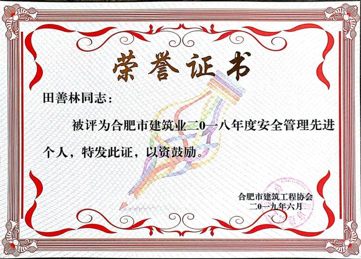 田善林2018年清静优异个人